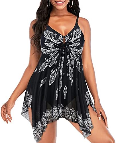 One Piece Modest Swim Dress with Shorts Swimsuits for Women 2027