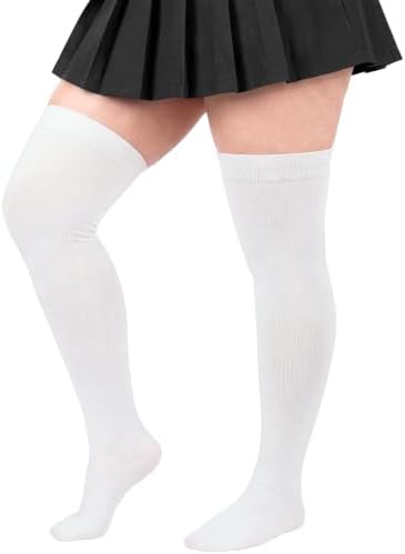 Women's Plus Size White Thigh High Socks Over the Knee Leg Warmers